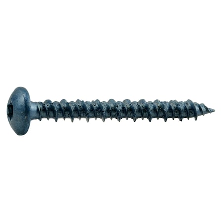 Torquemaster Masonry Screw, 3/16" Dia., Pan, 1-3/4" L, Steel Blue Ruspert, 100 PK 52439